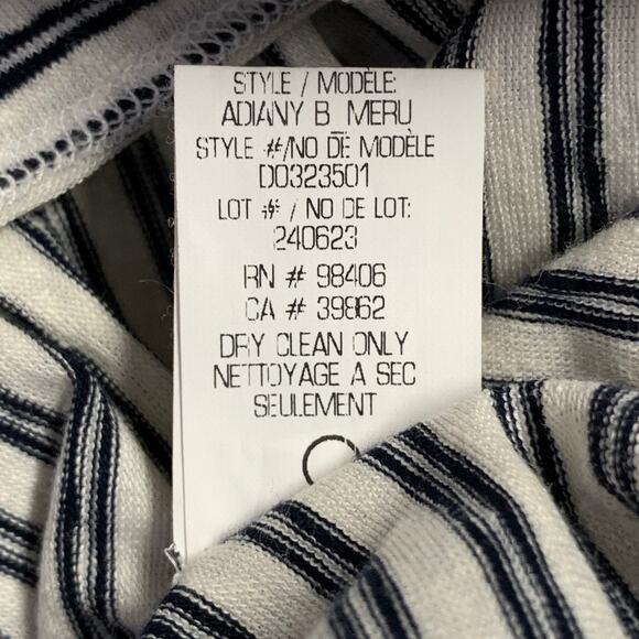 THEORY Size S Adiany B White Navy Linen Cotton Blend Stripe Midi T-Shirt Dress - Picture 11 of 11